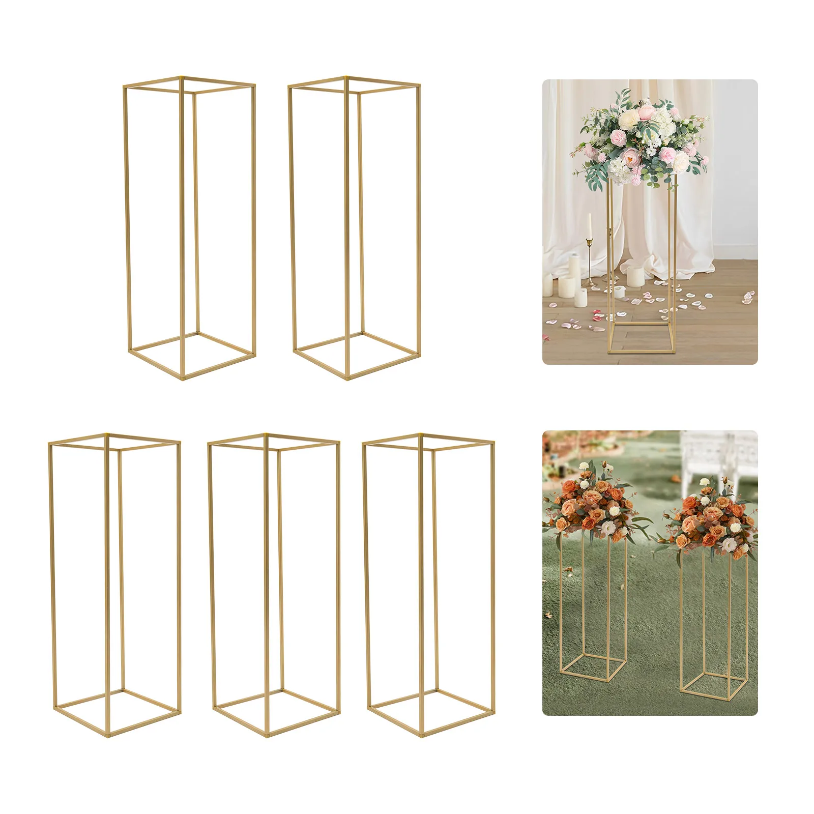 5Pcs Metal Floor Stand Flower Balloons Column Road Lead Rack for Wedding Decor 5x Metal Flower Column Floor Stand 60cm/80cm H