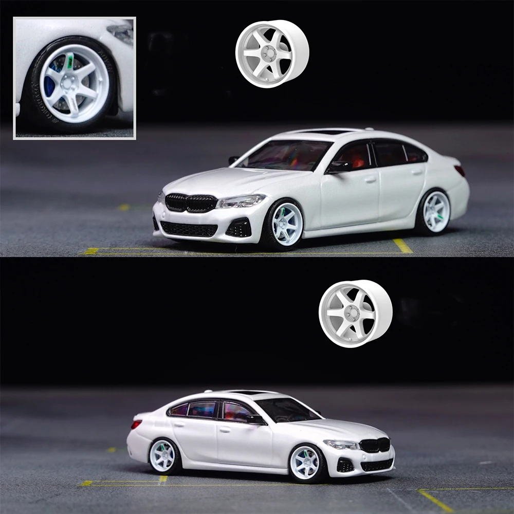

PUFF 1/64 Model Cars TE37 CE28 LMGT4 TC105 Wheels with Rubber Tires Refitting Parts For Model Sports Vehicle Tomica D：9.8mm
