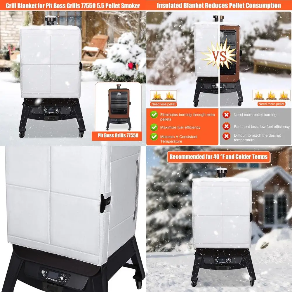 

Pit Boss 77550 Insulated BBQ Cover - Winter Pellet Smoker Heat Preservation Blanket, Energy-Saving Accessory