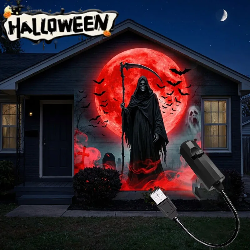 1-4PCS LED Projector Night Light Adjustable Wide Coverage for Halloween Christmas Home Party Window Decor