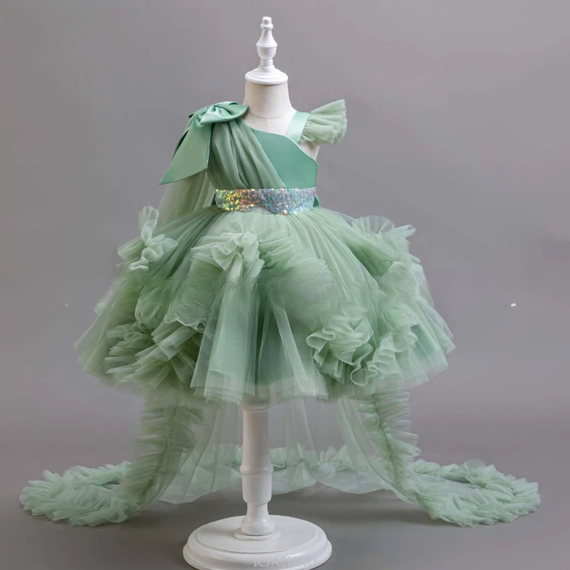 

Party Dress New Baby Girls First Birthday Dress Vestido Off Shoulder Cake Outfit Children Clothes Tutu Gown Kids Performance