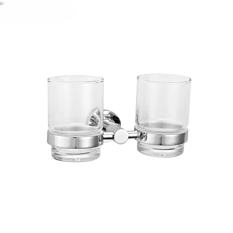 

Premium Thai Ocean Glass with Brass Double Toothbrush Holder Cup Holder