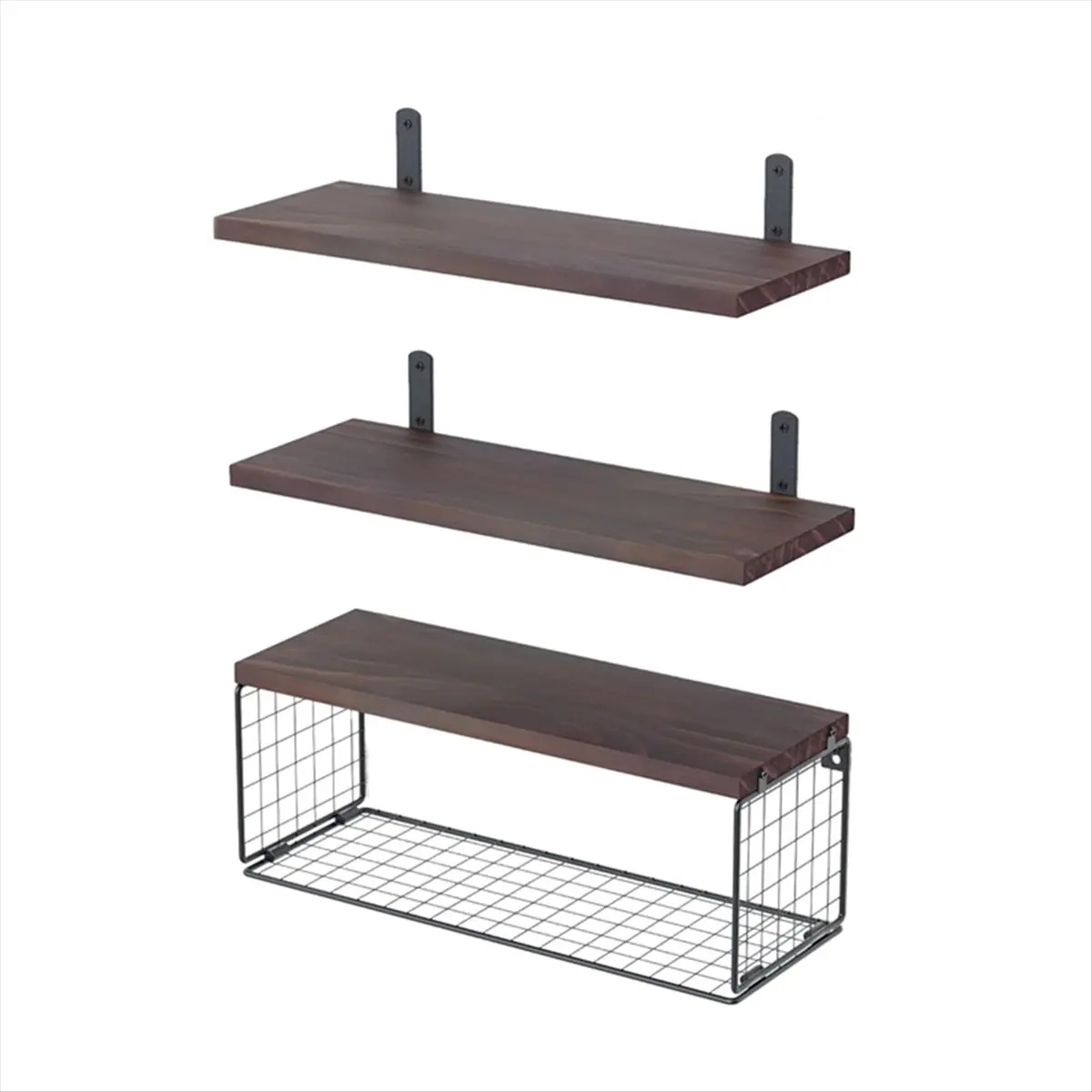 Bathroom Shelves over Toilet, Floating Bathroom Wall Shelves, Brown Paulownia storage rack
