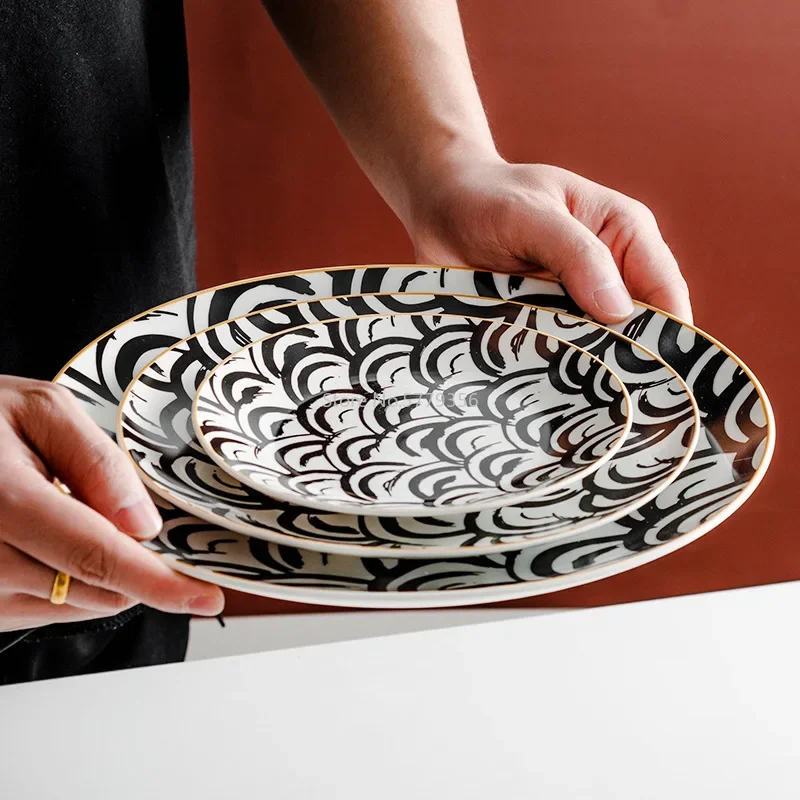 Nordic Style Household Ceramic Western Plate Steak Flat Dish Fruit Plate Decorative Ceramica Teller Porzelan Set 1PC view 4