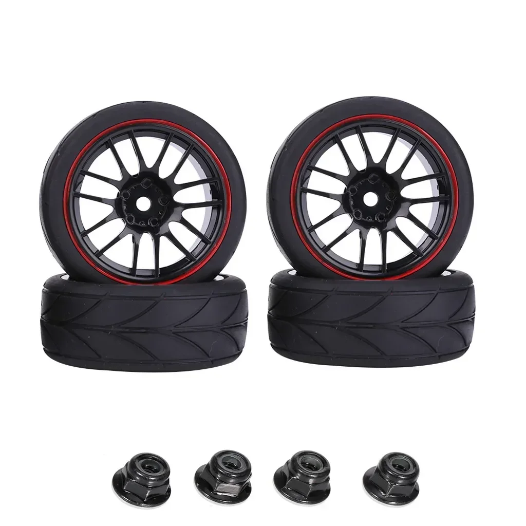 4PCS 65mm 1/10 On Road Tires & Wheels Rims 12mm Hex Hub for Redcat HPI Tamiya Exceed RC Touring Car HSP 144001 94123 94122 CS