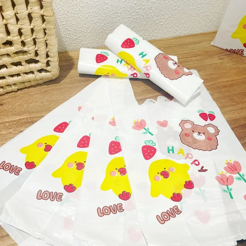 

Handheld plastic bag Fried chicken hamburger Take out food Handle packaging bag Convenience Store Fruits Storage packing bags