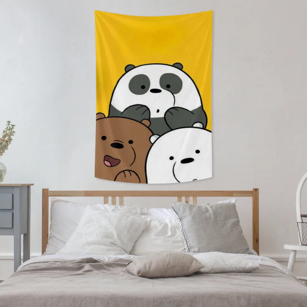 We Bare Bears Fabric Tapestry    for Wall Bedroom Room Decorating Items