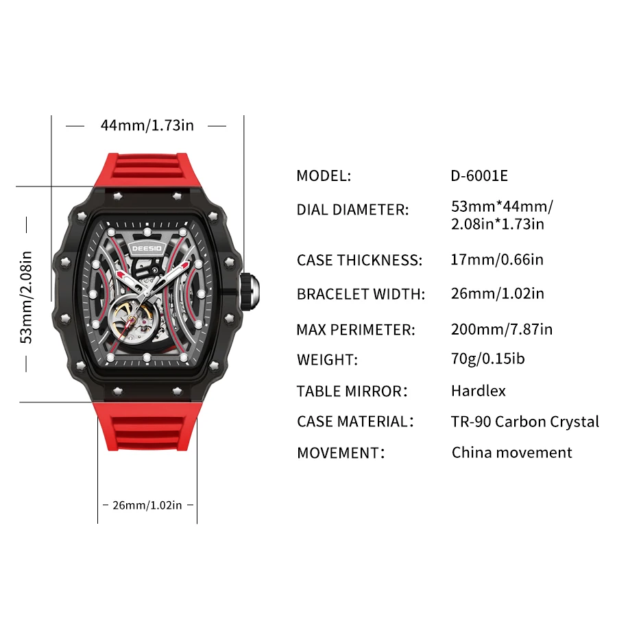 Deesio Luxury Automatic Mechanical GMT Wristwatches Luminous Waterproof Fashion Sport Self-Winding Men's Watch Birthday Gifts