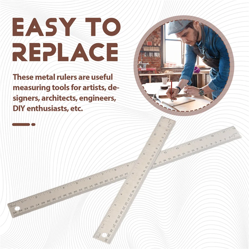 

Sensitive Stainless Steel Ruler With Cork Backing:(12+18 Inch) Stainless Steel Ruler Non-Slip Rulers With Inch And Centimeters
