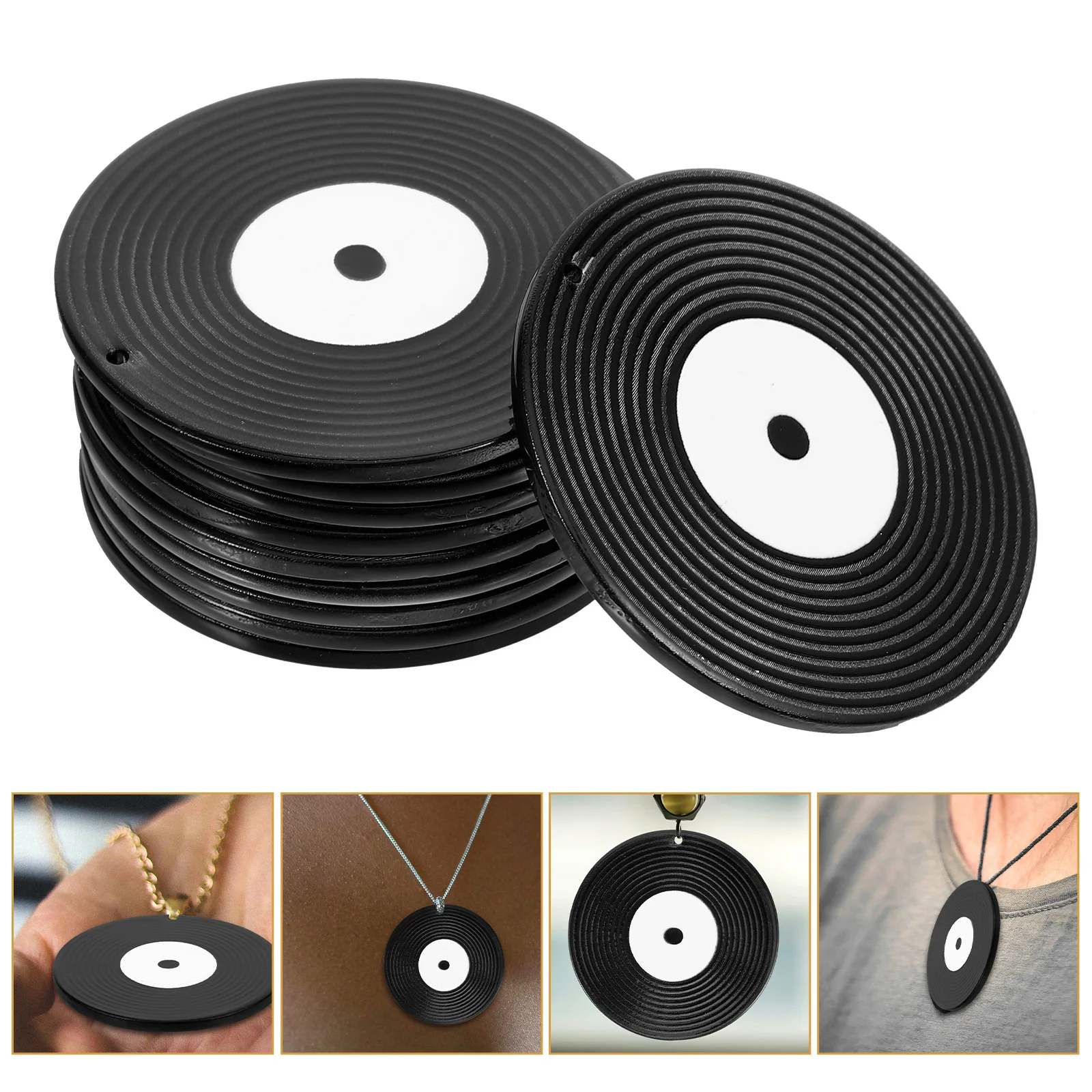 

10pcs Acrylic Jewelry Accessories Black Vinyl Disk Charms DIY Pendants Earring Necklace Bracelet Decorations Craft Supplies