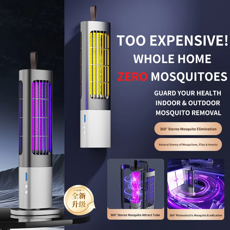 Wall Mount Desktop Mosquito Killer Lamp Rechargeable Electronic Mosquito Swatter 2 in 1 for Indoor Outdoor Use