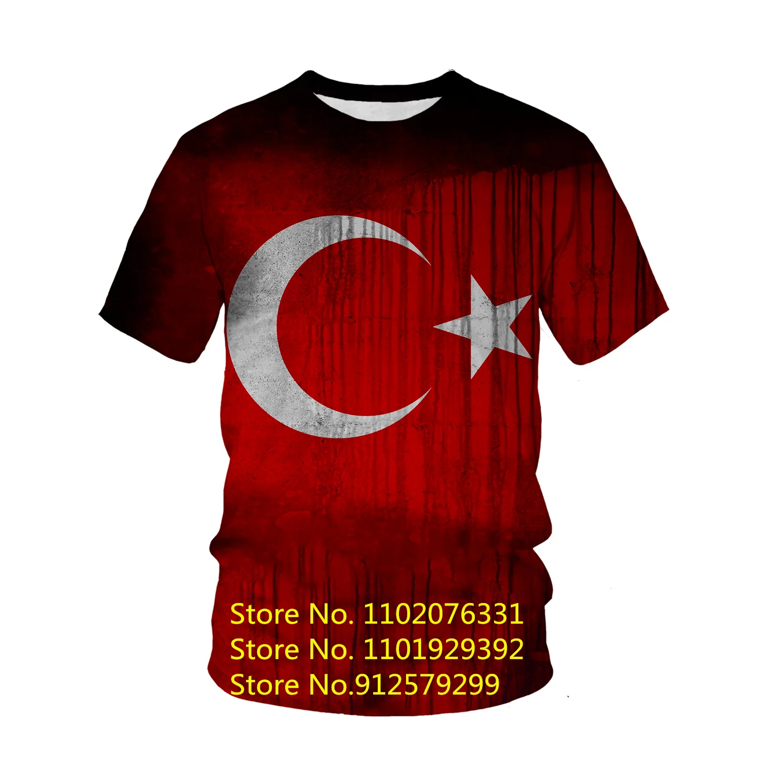 Men's Fashion T-shirt Turkey Flag 3D Printing Casual Sports T-shirt Harajuku Retro Short-sleeved Top