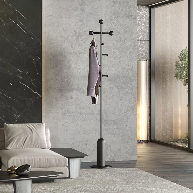 Household clothes hanging floor pole bedroom living room entrance stainless steel coat rack rock slab base