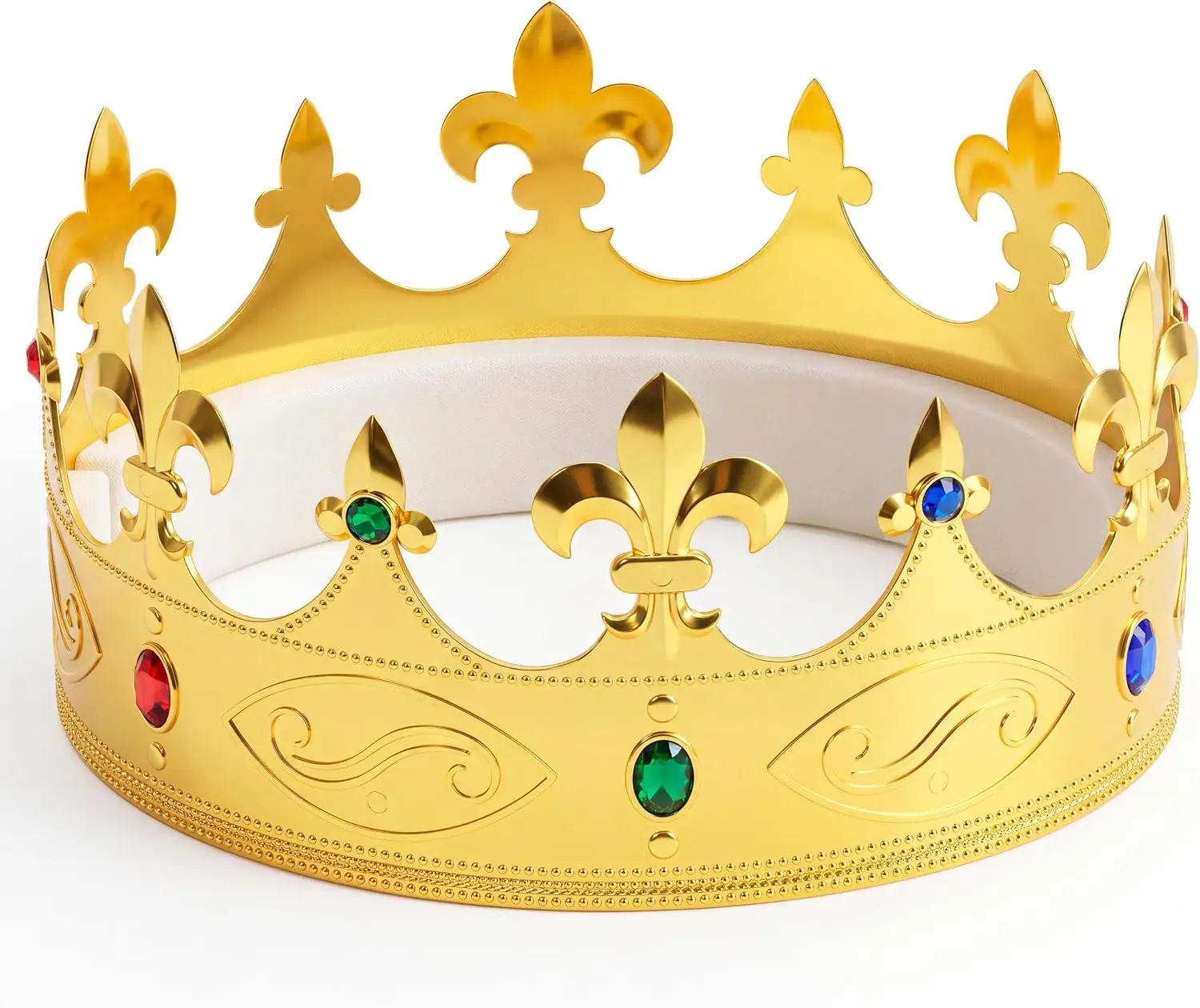 Spooktacular Creations Gold Royal King Crown Halloween Plastic Crown Hat for Men Women Dress up Prince Costume Party Cosplay Props Party Accessories Decorations