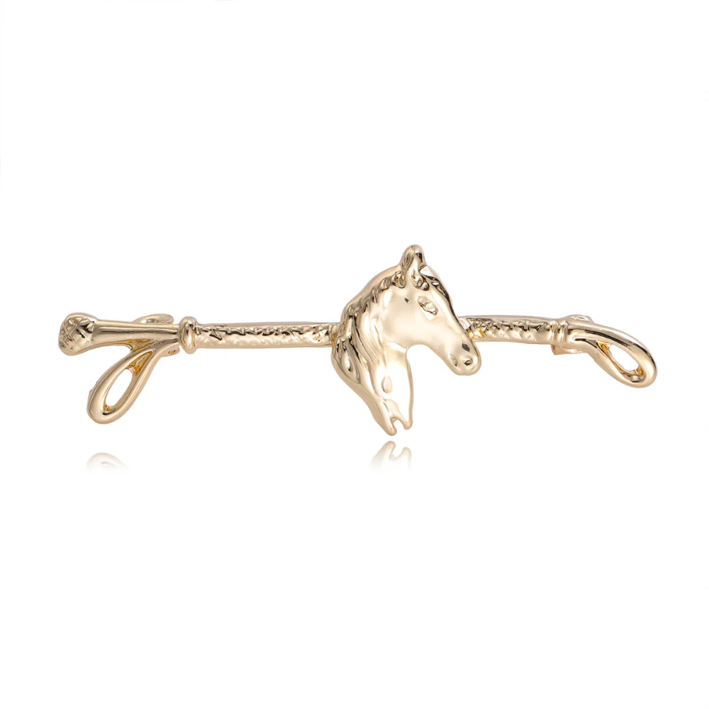 Exquisite Metal Horsehead Whip Brooch Zodiac Horse Metal Long Brooch Men's and Women's Coat Animal Collar Decoration image 3