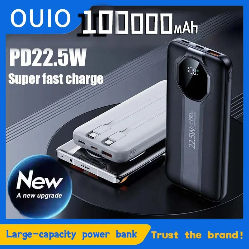 

Xiaomi 22.5W 100000mAhBuilt-in cable High Capacity Power Bank Fast Charging Powerbank Portable Battery Charge For iPhone Samsung