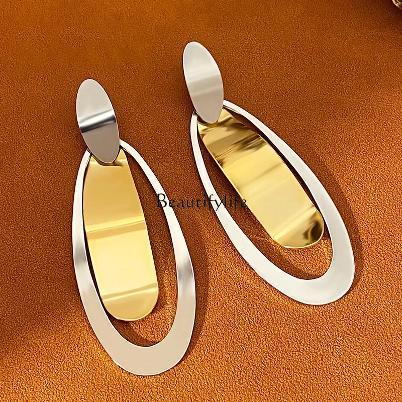 

Europe and the United States exaggerated geometric long earrings temperament simple design oval earrings