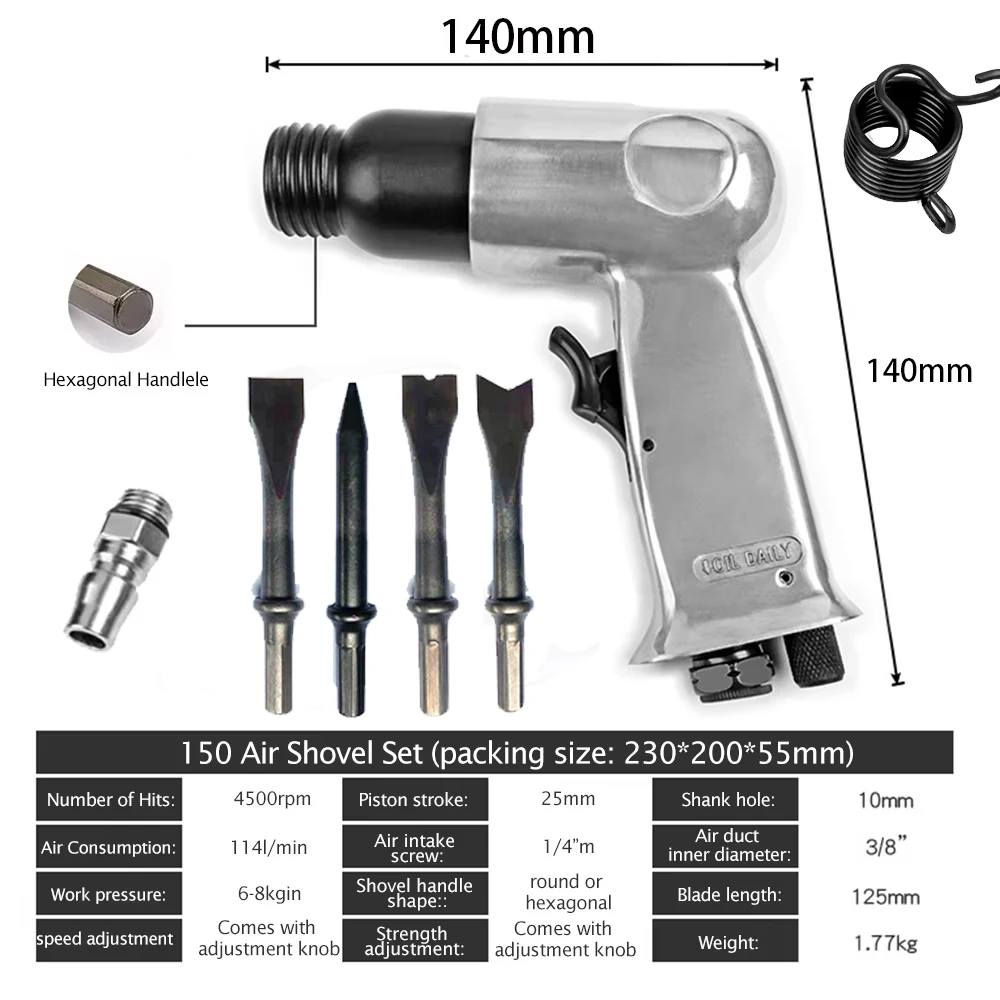 Industrial Powerful Air Hammer Handle Straight Type Air Chisel Pneumatic Hammer Shovel Tool Pneumatic Chisel Shovel Hammer Drill
