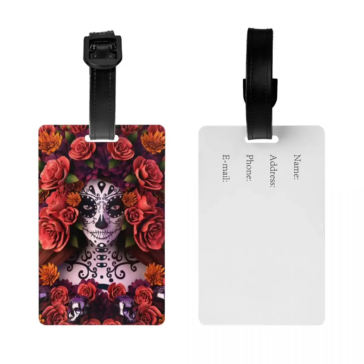 Halloween Catrina Sugar Skull Luggage Tag Day Of The Dead Mexican Lady Suitcase Baggage Privacy Cover ID Label