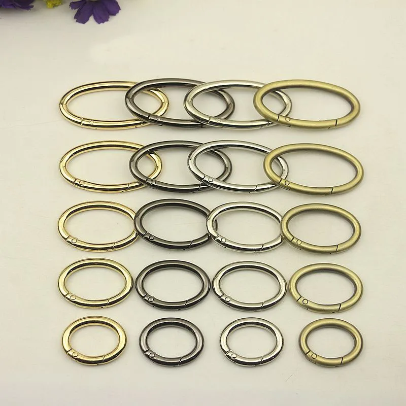 50pcs Metal Oval Spring O Ring Buckles 30/38/54mm Openable Keyring Dog Snap Trigger Clasp Clip Bag Belt Leather Craft DIY Parts