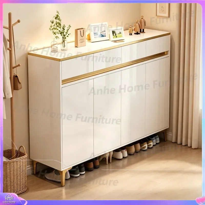 Light Luxury Entryway Shoe Cabinet High End Household Door Storage Rack for Outside Door Corridor Entrance Organizer Shelf