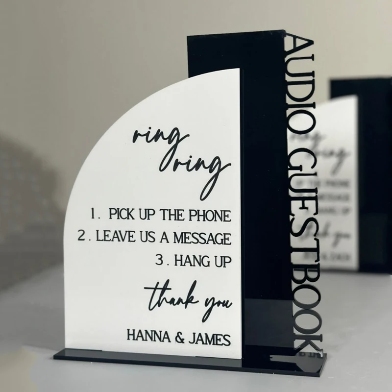 

Acrylic Audio Guestbook Sign,3D Laser Cut Table Decor,Telephone Guest Book,Wedding Tabletop Signage,Modern Retro Signage