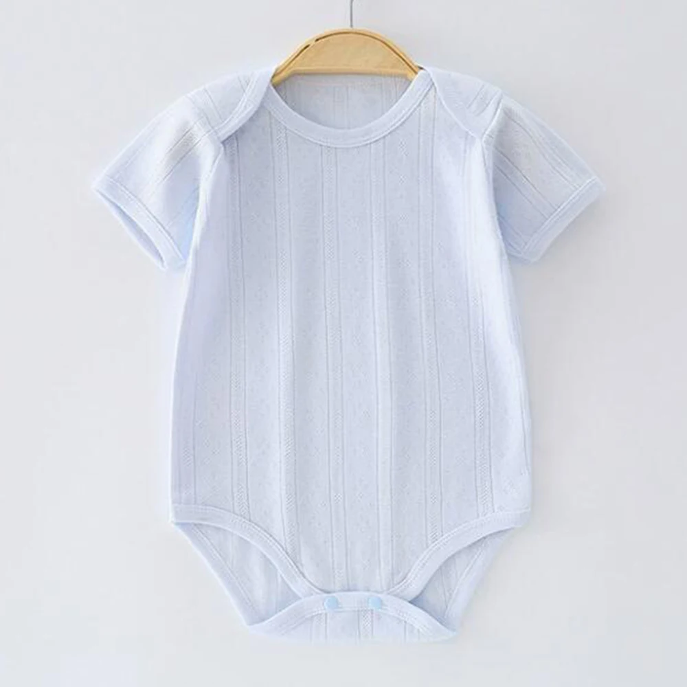 Unisex Baby Clothes Cotton Solid Color Baby Bodysuits And One-Pieces Short Sleeve Lightweight Summer Infant Rompers