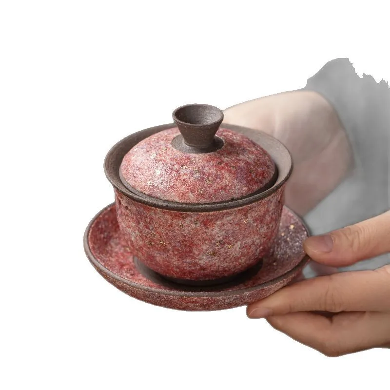 DSA Home Household Gaiwan Rock Mine Teacup Jingdezhen Gaicup Creative Kung Fu Tea Set Main Tea Bowl Tea Ware