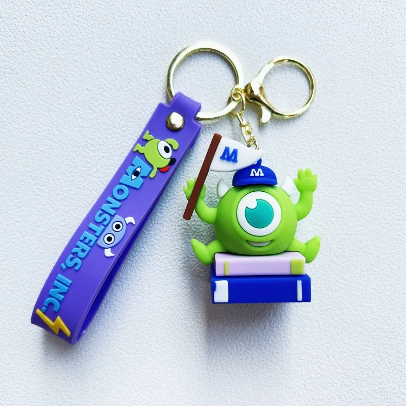 New creative cartoon monster power company keychain shaggy monster monocle chameleon key chain men and women pendant