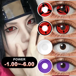 (0.00~-6.00) PSEYECHE Yearly Halloween Powered Contact Lenses With Degree Sasuke Anime Cosplay Sharingan Rinnegan Contact Lens