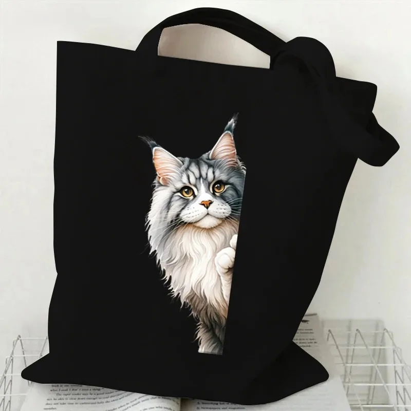 3D الحيوان القط تصميم حقائب اليد النسائية أزياء هريرة سلسلة عارضة قماش أكياس التسوق Y2K أنيمي طالب حقيبة كتف الموضة