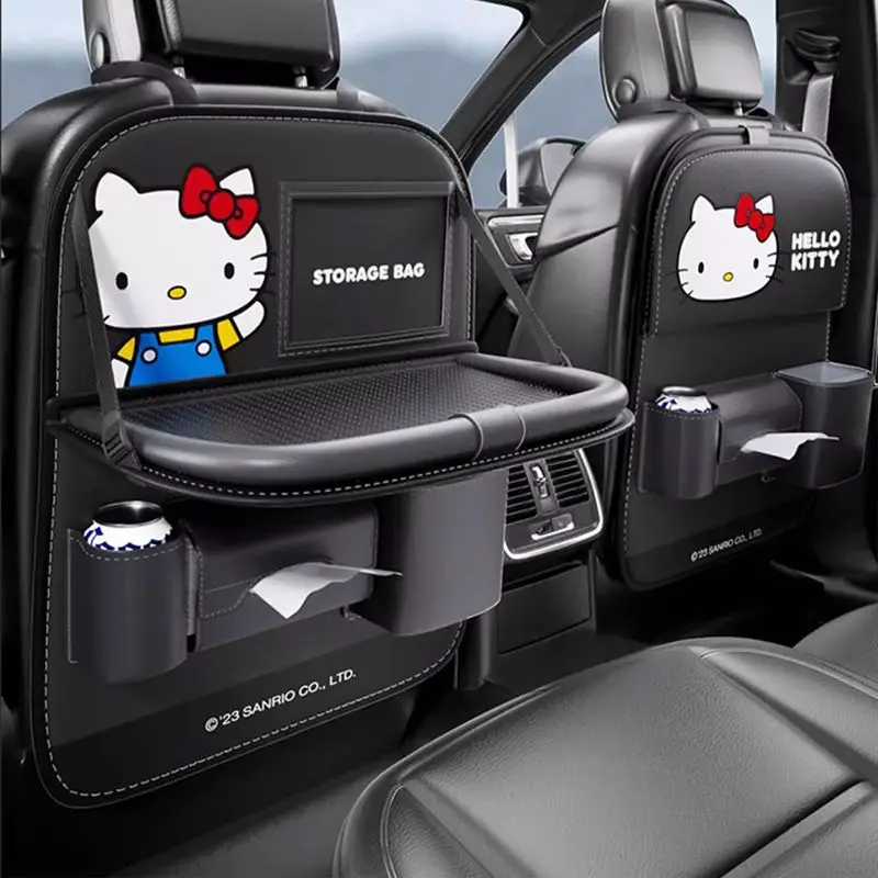 Sanrio Kawaii Hello Kitty Car Storage Bag Anime Cartoon Sweet Fashion Exquisite Creative Car Seat Back Table Board Storage Bags