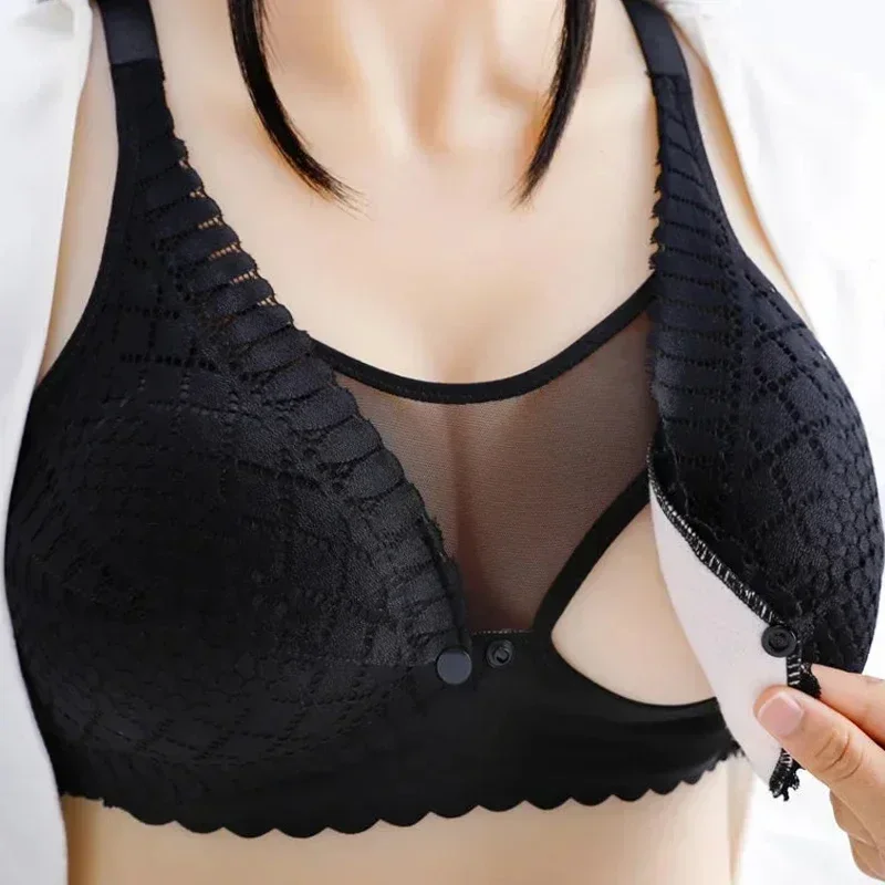 Front Button Maternity Nursing Bra Adjustable Gathered Underwear Comfortable Breastfeeding Bra for Feeding Pregnant Women Clothe