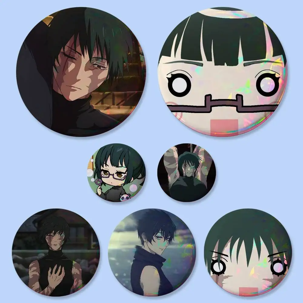Maki Zenin Anime Character Badges 25 32 44 58 75 Mm Round Cosplay Pin Bag Decor Fans Collect Friends Gifts Brooch Souvenir