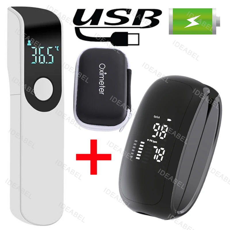Rechargeable Fingertip Pulse Oximeter Medical Oximeter Strap Lanyard Blood Oxygen Saturation Monitor Digital LED Display Child