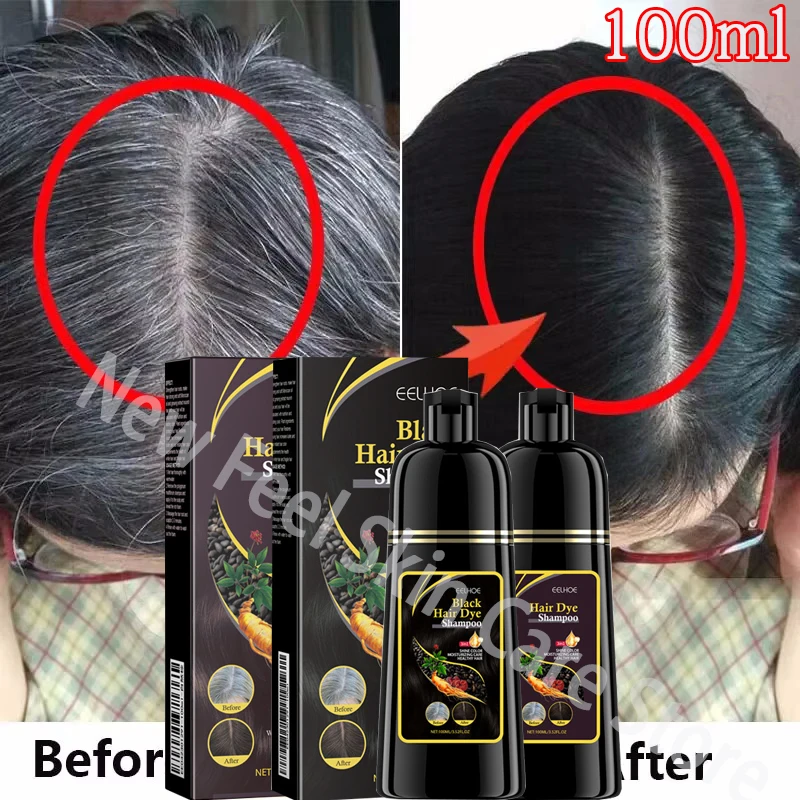 

﻿100ml Natural Herbal Hair Dye Shampoo 3 in 1 Hair Color Shampoo for Gary Hair Dark Brown Black And Women Men Grey Coverage 2024