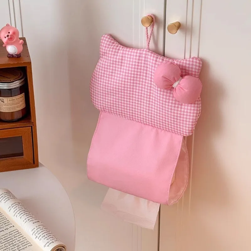 

Sweet Hello Kitty Anime Kawaii Sanrio Girls Tissue Box Cute Cartoon Home Living Room Tissue Storage Bag Accessories Gifts