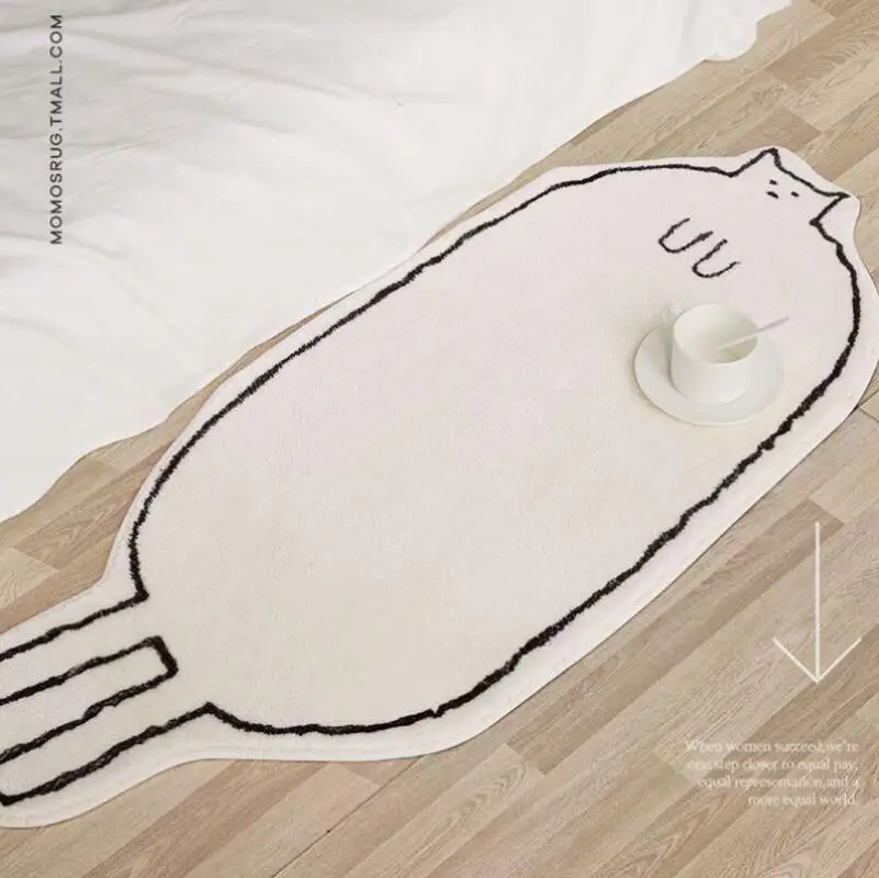 Cartoon Cat Plush Door Mat Non-Slip Animal Area Rug Water Absorbent Bathroom Floor Bedroom Bedside Carpet Foot Pad Home Decor image 3