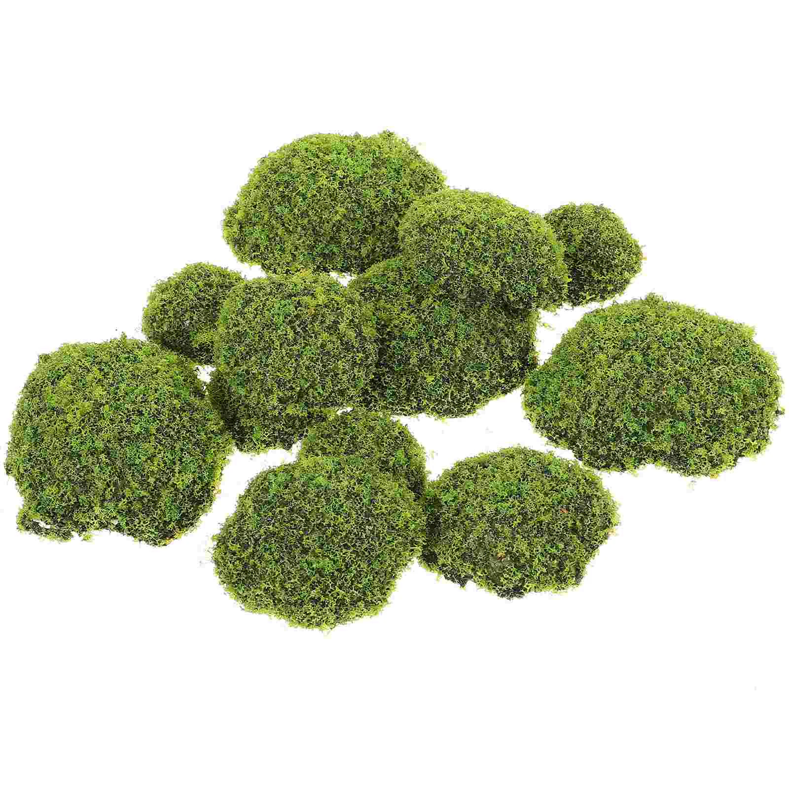 

12 Pcs Plant Decor Faux Moss Stone Office Lawn Garden Layout Prop Fake Rocks Green Mossy