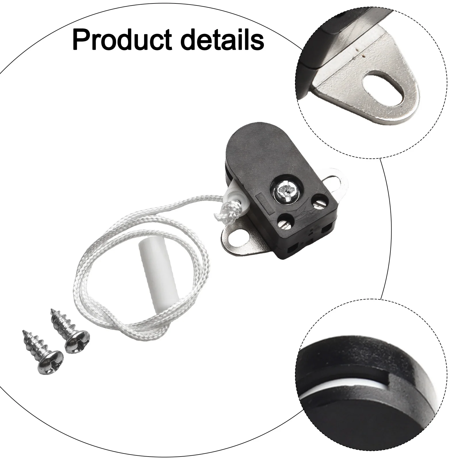 Compact Cord Switch 2 Hole Plate Switch Plastic, Metal Pull Switch Design Reliable Utility Contact Resistance ≤20Ω