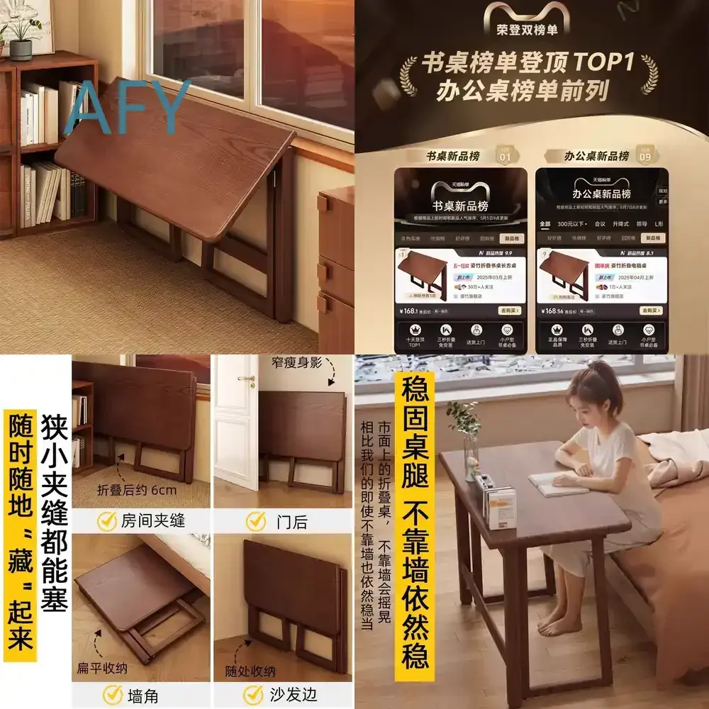 Foldable Wall Mounted Desk for Small Apartments Compact Rectangular Study Table for Home Office Computer Workstation for