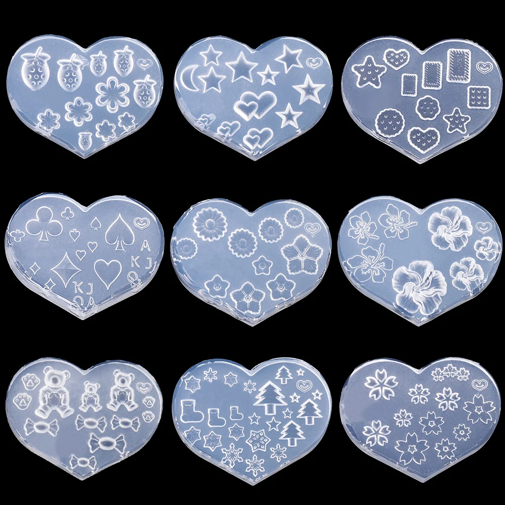 

Tiny Beads Crown Heart Star Moon Heart Flower Nail Art Earrings Silicone Mould Jewelry Casting Tool UV Epoxy Resin Silicone Mold