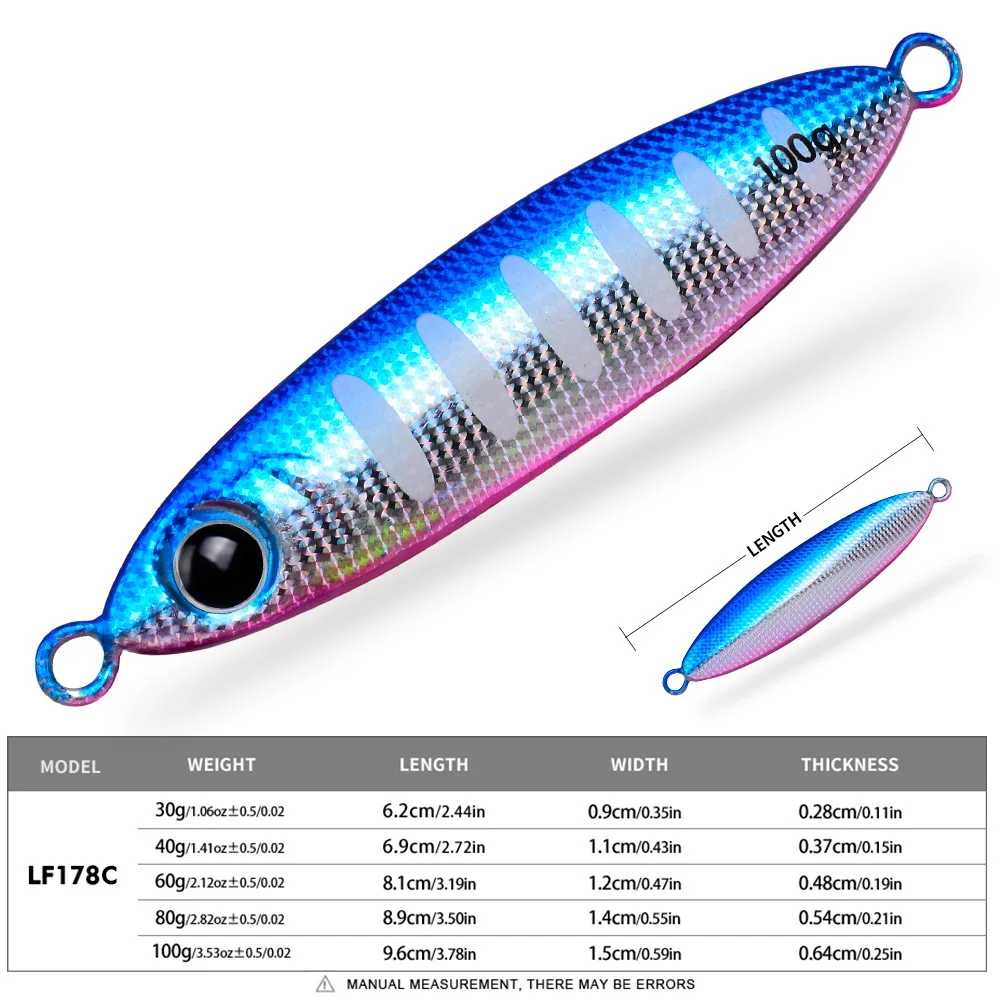 LHFSH Leuchtender Metall-Jig-Angelköder 30g-100g Weitwurf-Tiefsee-Bootsjigging-Köder Künstlicher Hartköder für Salzwasser-Thunfisch und Barsch – Detail 7