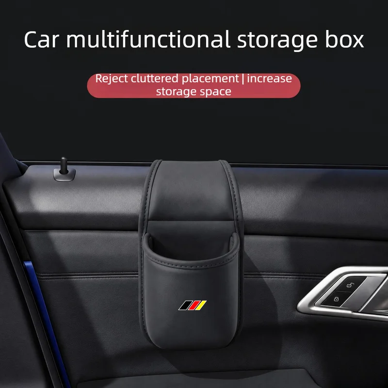 German Three-Color Car Multifunctional Storage Bag PU Leather Car Door Hanging Storage Box Phone and Cup Holder Storage Bag C