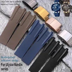 26mm*12mm Black Brown Blue Waterproof Silicone Rubber Strap Folding Buckle Wristband Strap Bracelet For Ulysse Nardin Watch Band