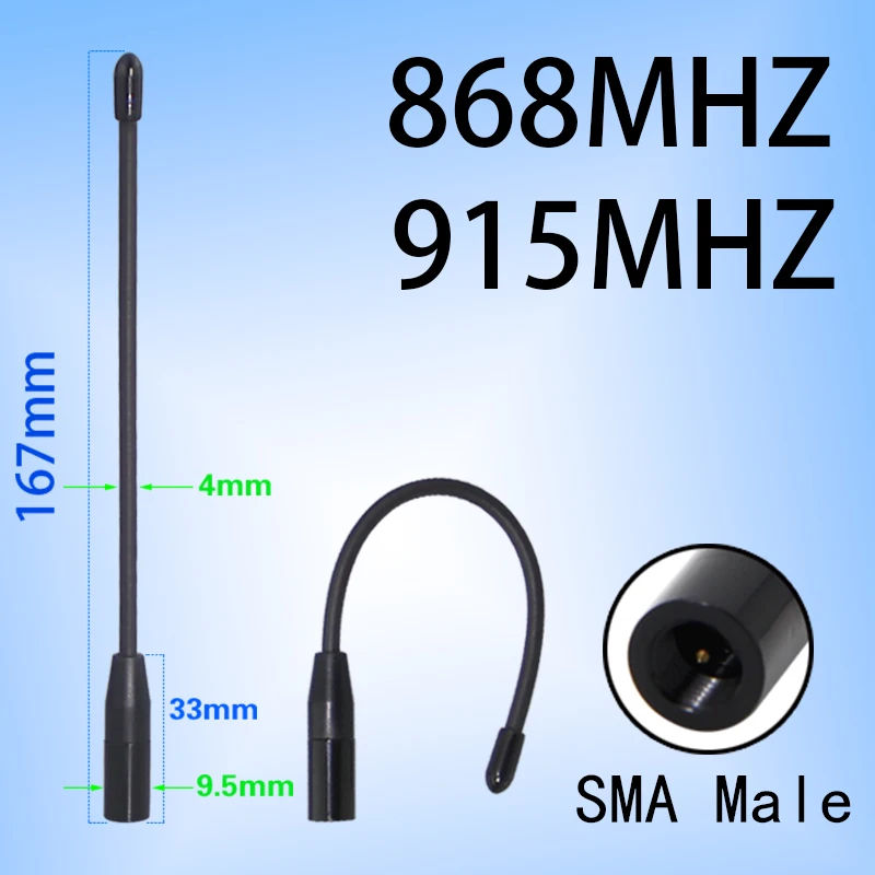 

915MHz antenna for Meshtastic hotspot863-870MHZ 868-915MHZ 915-928MHZ LoRa Wan Soft antenna SMA male