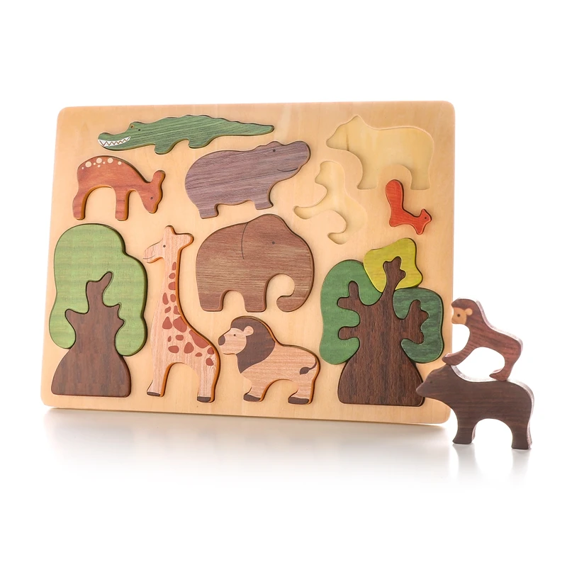 

Wooden Educational 3D Puzzle for Children Cartoon Animal Jigsaw Cognition Shapes Block Puzzles Montessori Baby Toys Tangram Gift