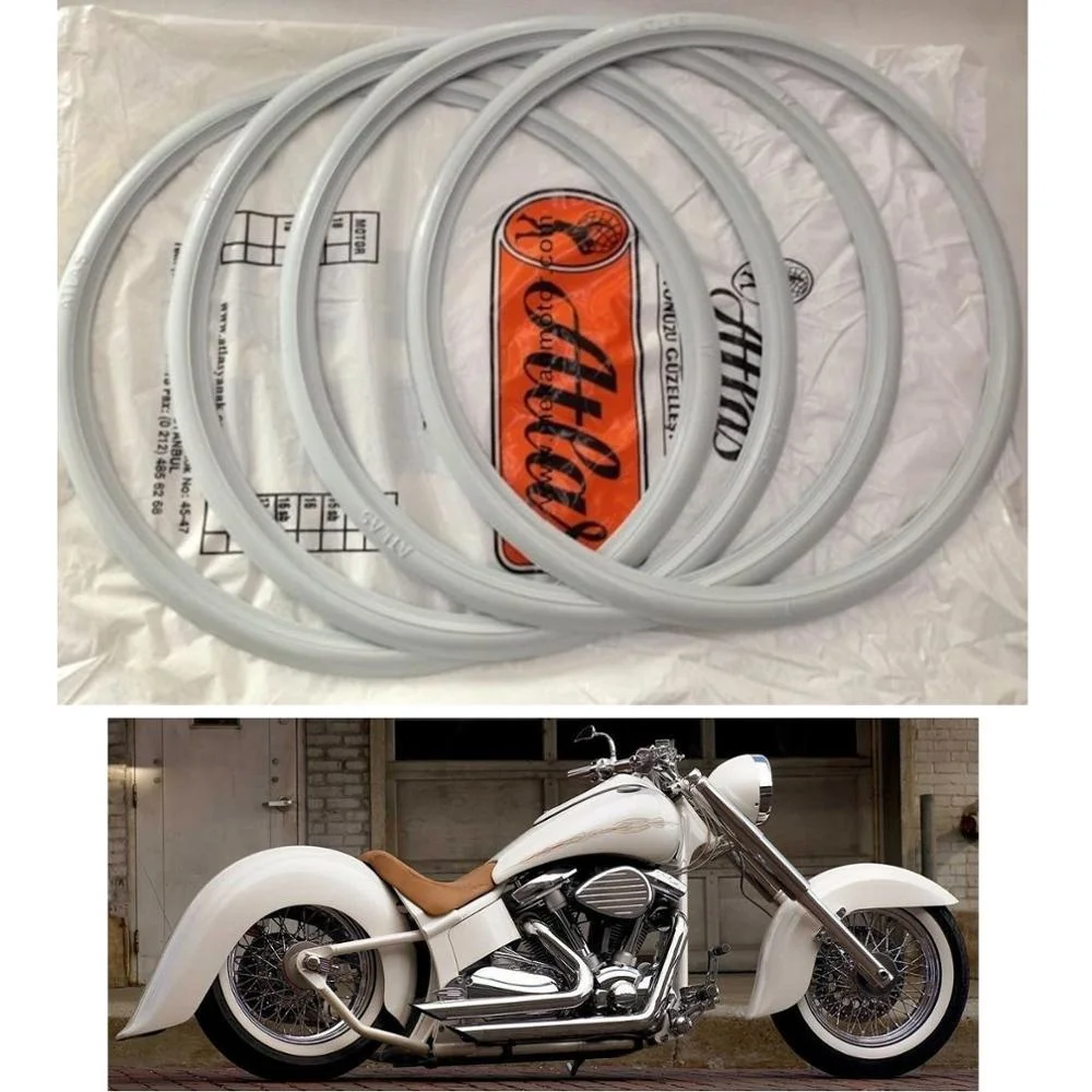 4pcs Front And Rear Different (Not Equal) Size Option Atlas Motorcycle Tires Rubber Ring Side Rim Set For White Wall Covering