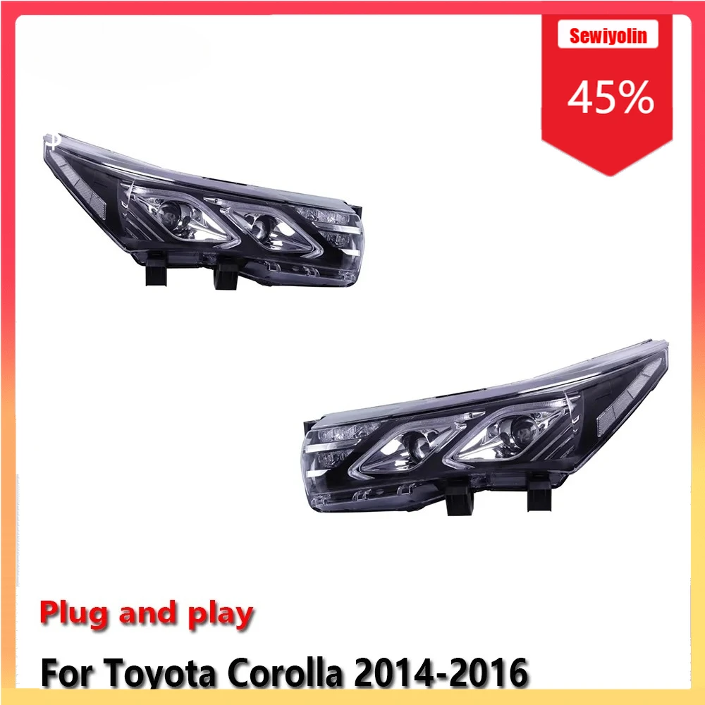 

Автомобильные светодиодные фары, автомобильные детали для Toyota Corolla 2014-2016, противотуманные DRL, стоп-сигнал, указатель поворота, Plug and Play