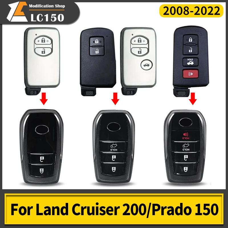 2008-2021 for Toyota Land Cruiser 200 Key Shell Modified Prado 150 Remote Key Shell Upgrade 2/3/4 Button Accessories Key Case